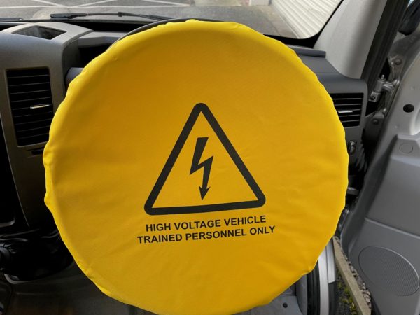 Yellow Steering High Voltage Warning